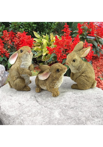 Qm92008 The Bunny Den Rabbits İç/dış Mekan Bahçe Hayvan Heykelleri, 9,5 Cm Genişliğinde, 10,5 Cm Derinliğinde, Tam Renkli Kaplama