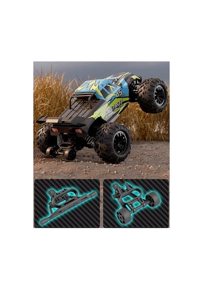 Giffy/oyuncak 2.4 Ghz Uzaktan Kumandalı 50 Km Hız Yapan Araba, Full Fonksiyon, 4x4 Offroad Arazi Aracı 1300 Mah Şarjlı Pilli Yüksek Teker Araç