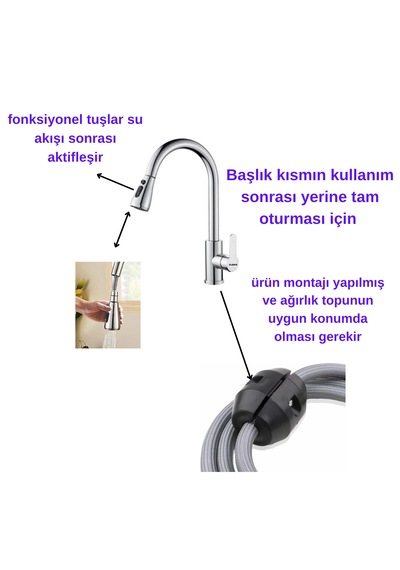 Faumix FL99 Krom Spiralli Sıcak Soğuk Su Girişli Mutfak Bataryası
