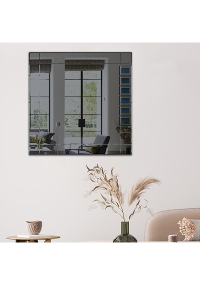 Ayna | Füme Ayna | Dikdörtgen Kanallı - Kare Ayna | 60Cm X 60Cm Füme