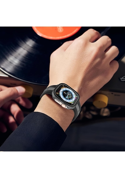 Apple Watch İle Uyumlu 45mm İçin Alüminyum Alaşım, Suya Dayanıklı Kılıf, Darbelere Ve Düşmelere Karşı Full Koruyucu Kasa 45mm Siyah Çok Renkli