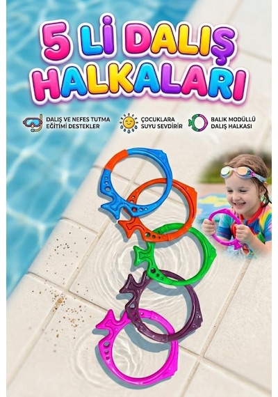 Balık Şekilli 20cm Dalış Halkası Su Altında Parlıyan 5 Farklı Renkli Eğitici Oyuncak