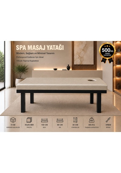 Masaj Yatağı 500 Kg Taşıma Kapasiteli Sarsılmaz Krem
