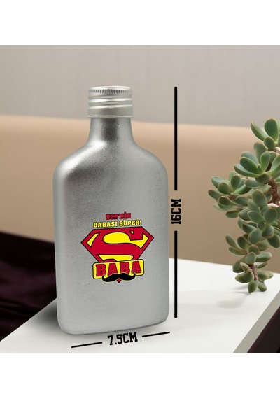 Bk Gift Kişiye Özel İsimli Baba Temalı Gümüş Tasarım Cam Şişe Kolonya 200 ML 4