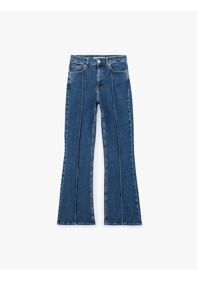 Koton Nervürlü Dar Kesim İspanyol Paça Denim Pantolon - Flare Jeans Orta İndigo 7wal40058md Koton Nervürlü Dar Kesim İspanyol Paça Denim Pantolon - Flare Jeans Orta İndigo 7wal40058md