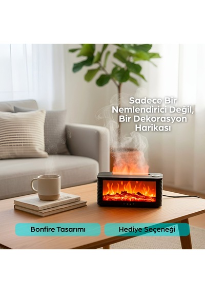 Robeve Şömine Hava Nemlendirici Uzaktan Kumandalı Hava Nemlendirici 7 Renk Şömine Aroma Difüzör Aroma Terapi Cihazı Buhar Makinesi
