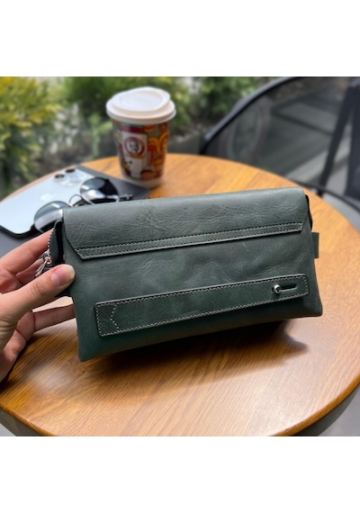 Mft Leather Hakiki Deri Unisex Fermuarlı Cüzdan Lotus 1616 Flother Turuncu