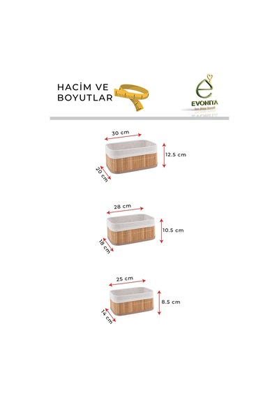 Bambu Organizer Seti 3 Parça Çok Amaçlı Banyo Mutfak Dolap İçi Düzenleyici Sepet Seti Şık Dayanıklı Renkli