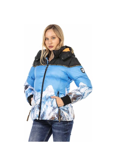 Cipo & Baxx Wm119 Baskılı Şişme Mont Blue Mavi