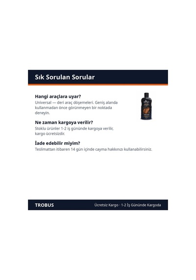 Trobus Araç İçi Deri Koruyucu Ve Bakım Kremi 200 Ml