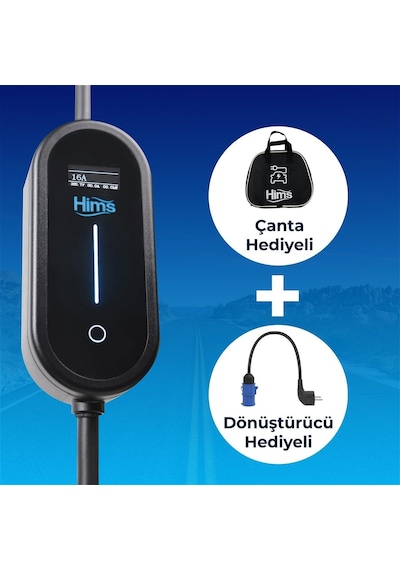Hims 7kw Akıllı Taşınabilir Araç Şarj İstasyonu, Lcd Bilgilendirme Ekranlı, 5 Metre Kablo, Wi-fi Uygulama Kontro Genel