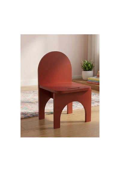 Montessori Mdf Çocuk Sandalyesi, Modern Tasarım, Güvenli Ve Dayanıklı Ahşap Çocuk Sandalyesi Kırmızı