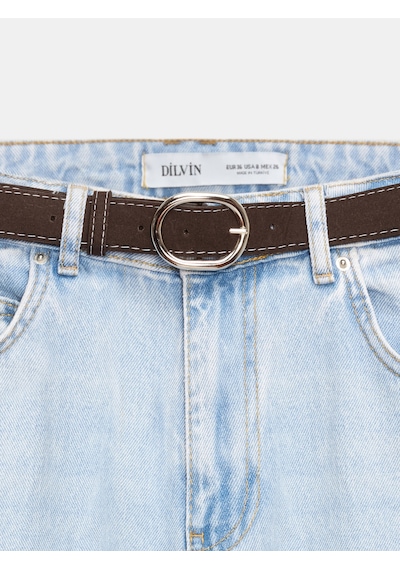 Dilvin 72288 Pamuk Kemerli Wide Leg Jean-mavi 34