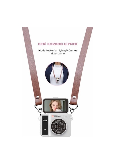 Mini Dijital Kamera 2k Flip Ekranlı Selfie Video Vlog Kamerası Cmr46 Siyah Siyah