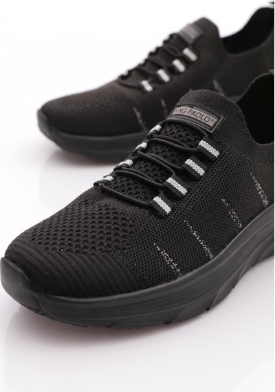 King Paolo H5181 Kadın Runner Krakers Keten Spor Ayakkabı Siyah