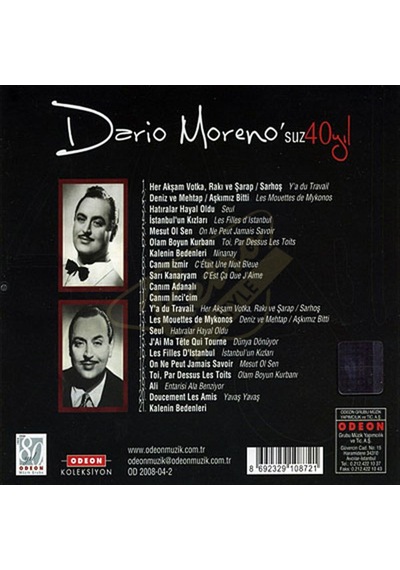 Darıo Moreno - Darıo Moreno'suz 40 Yıl - Sıfır. Cd