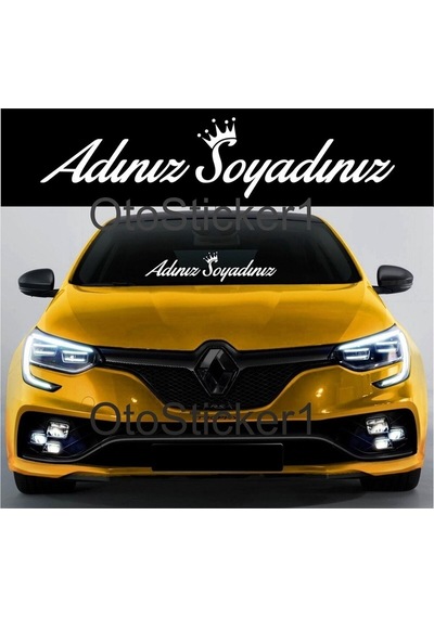 Size Özel Isim Taçlı Oto Cam Yazı Sticker Beyaz 58 15 Cm