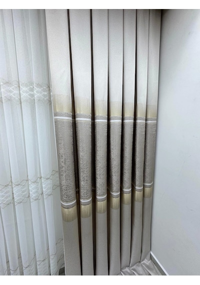 Nivemeshome Nilüfer V -5228 1/3 Sık Pileli Fon Perde Apm Vizon