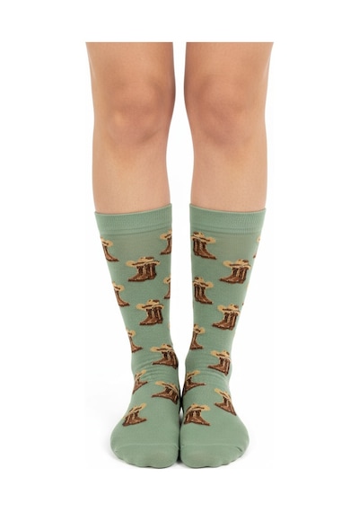 Gost Liria Cowboy Socks Desenli Unisex Soket Çorap Yeşil