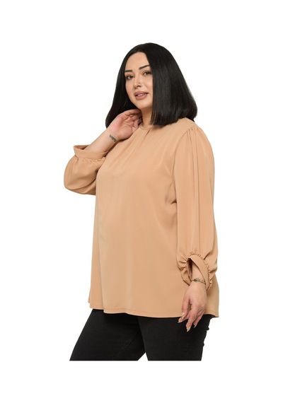 Disentis Modest Büyük Beden Yuvarlak Yaka Truvakar Büzgülü Kollu Rahat Kesim Vizon Bluz Vizon Disentis Modest Büyük Beden Yuvarlak Yaka Truvakar Büzgülü Kollu Rahat Kesim Vizon Bluz Vizon