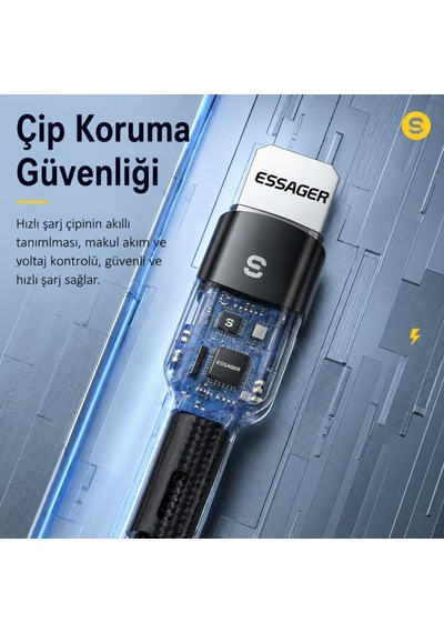 Essager Usb-a To Lightning 2.4a Hızlı Şarj Ve Data Kablosu 480 Mbps Veri Aktarımı Dayanıklı Örgülü Kablo 1 Metre