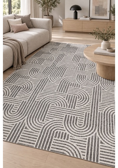 Ilmek Sade Gri Beyaz Mutfak Koridor Yolluk Halı Kaydırmaz Robot Süpürge Uyumlu İnce Kolay Temizlenebilir Polyester