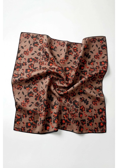 Silk Home Pamuk Karışımlı Eşarp Çiçekli Desen Mocha 90x90 Çok Renkli