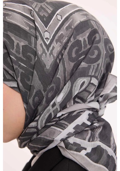 Silk Home Dört Mevsim Antik Motif Viskon Velora Eşarp 6419 Füme-Gri