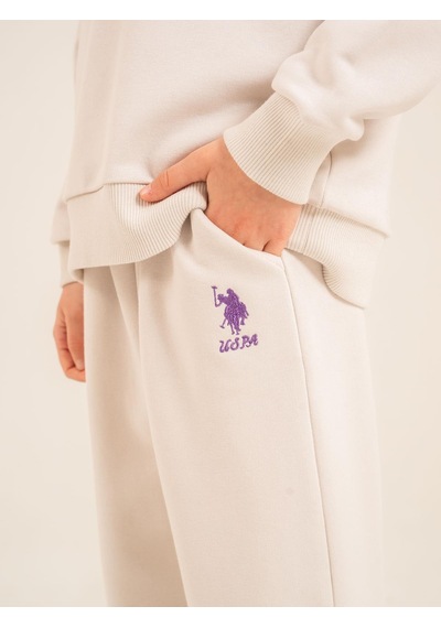 U.S. Polo Assn. Civil Girls 4-8 Yaş Eşofman Takımı - Bej Taş Rengi