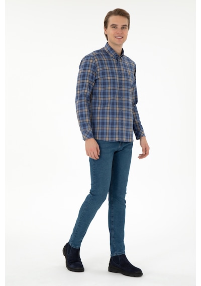 U.s. Polo Assn. Erkek Saks Gömlek Desenli 50296811-vr045 Saks