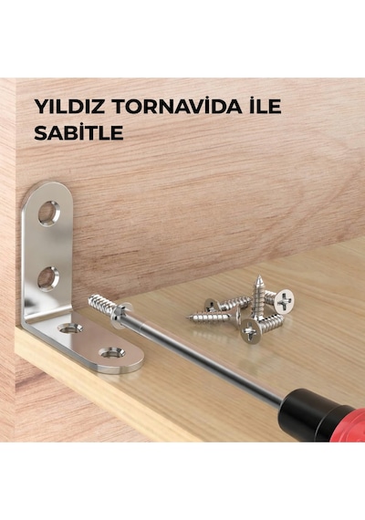 L Demir Gönye Köşebent 15x26x26 Mm 20 Adet Mobilya Dolap Raf Masa Köşe Sabitleme Aparatı Gümüş