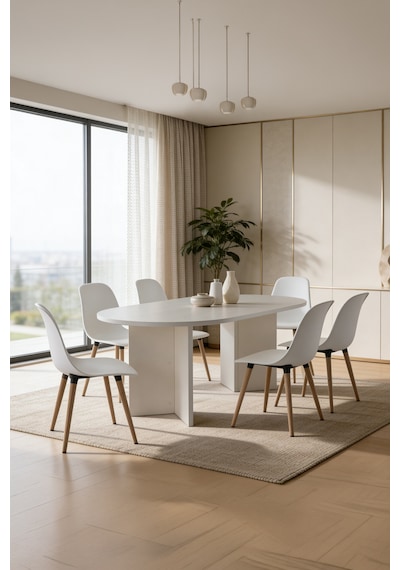 Harmony Nara Sadece Masa Oval Masa 180x75x90 Cm Aytaşı - Modern Tasarım Beyaz
