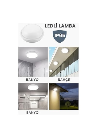 Led Beyaz Tavan Duvar Lambası Ip65 Su Geçirmez Beyaz Işık 6500k 1500 Lümen 220v Banyo Bahçe Balkon Için Dış Mek