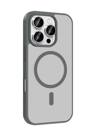 Apple Uyumlu iPhone 16 Pro Kılıf Magsafe Şarj Özellikli Mat Tasarım Lüx Babet Kapak Gri