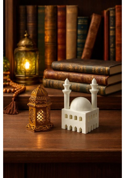 Dekoratif Cami Ve Ramazan Feneri Pilli Mum İle Kullanım Masaüstü Dekor Ramazan Ayı Dekorları Hediye