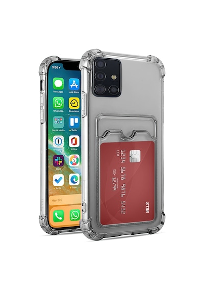 Kvy Samsung Galaxy Uyumlu A51 Kamera Korumalı Kartlıklı Setra Şeffaf Silikon Kılıf