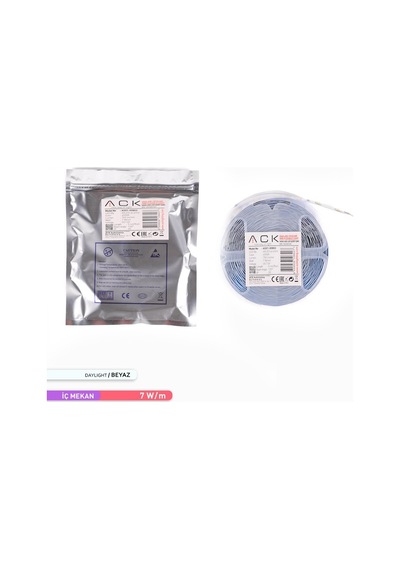ACK Şerit LED 60 Led'li 6500K Beyaz Işık 7W 5 Metre AS01-008
