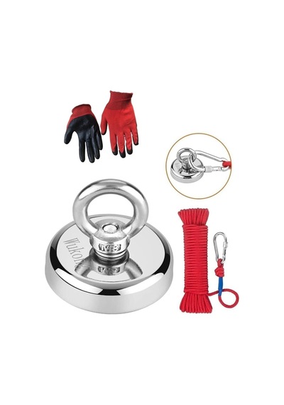 Dünya Magnet Magnet Fishing, 48 Mm, Neodyum Pot Mıknatıs Seti Halat Eldiven, Mıknatıs Balıkçılı Standart
