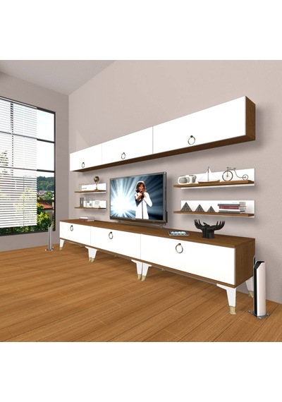 Decoraktiv Eko 8y Mdf Gold Tv Ünitesi Tv Sehpası Ceviz - Beyaz