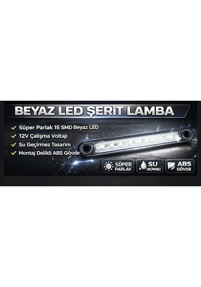 12 Led Parmak Lamba Sıyah Taban Beyaz
