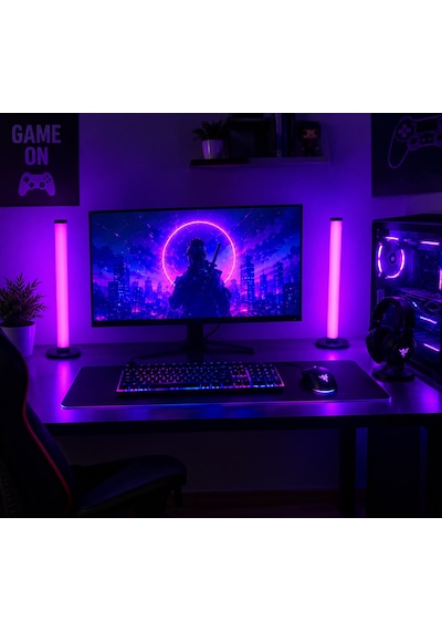 2 Adet Usb Kablolu Rgb Led Çubuk Dekoratif Masa Lambası Kumandalı Renkli Aydınlatma Oyuncular İçin & Tv Arkası Aydınlatma