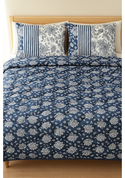 Cayprus Çift Kişilik Kapitone Dolgulu Pike 4 Mevsim Petek Dsn Yastık Kılıfı Dahil 200x230cm Lacivert