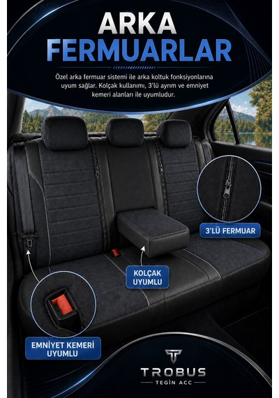 Suzuki Baleno 2016 Ve Sonrası Uyumlu Nova Serisi Füme Füme Oto Koltuk Kılıfı
