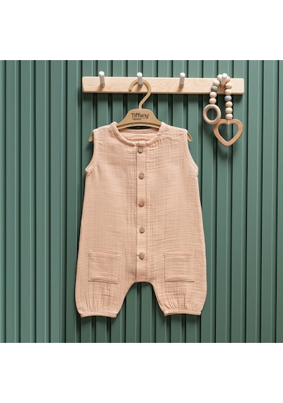 Tiffany Baby & Kids Tiffany Baby Müslin Theme Kısa Atlet Tulum 26023 Bej