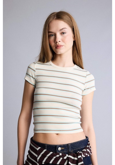 Defacto 26y801002523 Ekru Kadın T-shirt G2231ax/er98