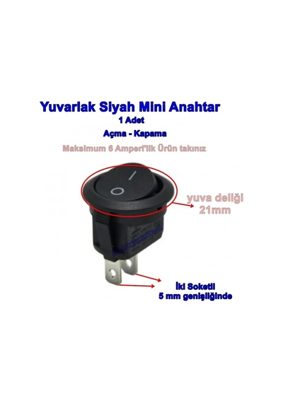 Ender Yuvarlak Işıksız Anahtar 21mm Siyah