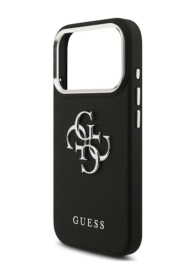 Apple Uyumlu iPhone 17 Pro Kılıf Guess Lisanslı Pu Deri 4g Büyük Metal Logo Dizaynlı Kapak Siyah