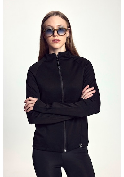 Scorp Athena Kadın Fermuarlı Koşu Sweatshirt Siyah Standart