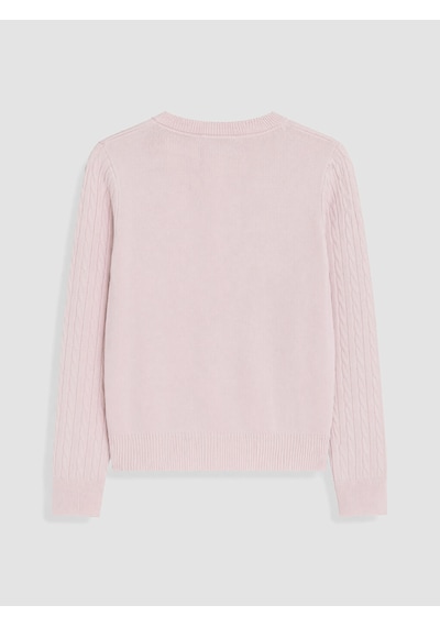 Lcw Modest Pembe Saç Örgüsü Desenli Kadın Triko Hırka
