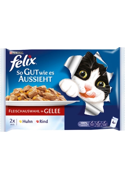 Purina Felix Tavuklu ve Sığır Etli Pouch Yetişkin Kedi Maması 4 x 100 G